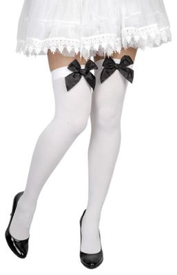 Pantykousen wit met zwarte strik