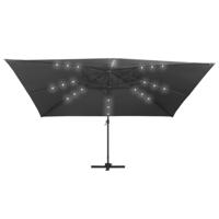 VidaXL Zweefparasol met led en aluminium paal 400x300 cm antraciet - thumbnail