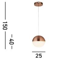Searchlight 1-lichts hanglampMarbles roodkoper - 5881CU - thumbnail