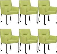 Set van 6 Felgroene leren moderne eetkamerstoelen Lucky - Toledo Leer Lime (felgroen leer) - thumbnail