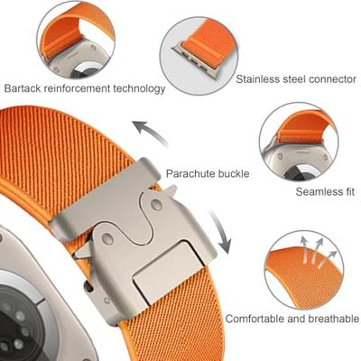 By Qubix - Nylon bandje met Parachute sluiting - Donkergrijs - Compatible met Apple Watch 44mm / 45mm / 46mm / 49mm - Compatible Apple watch bandjes