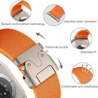 Nylon bandje met Parachute sluiting - Zwart - Geschikt voor Apple Watch 44mm / 45mm / 46mm / 49mm - thumbnail