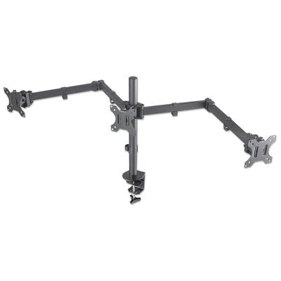 Manhattan 461658 Tafelbeugel voor monitor Aantal monteerbare displays: 3 Display(s) 33,0 cm (13) - 68,6 cm (27) Zwart In hoogte verstelbaar, Kantelbaar,