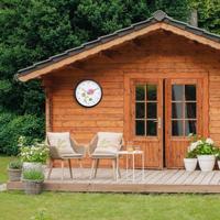 NeXtime NE-4317 Buitenklok Knautia 30.5 cm Zwart/Wit - thumbnail