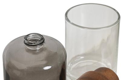 Badset Home ESPRIT Grijs Transparant Aluminium Kristal Acacia 10 x 7 x 16 cm