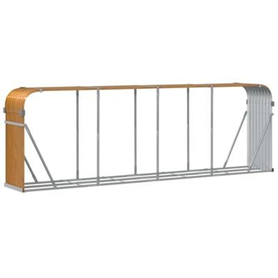 VidaXL Haardhoutopslag 300x45x100 cm gegalvaniseerd staal lichtbruin