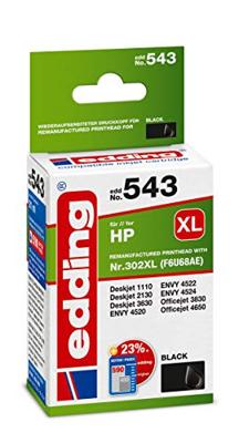 Edding Inktcartridge vervangt HP 302XL, F6U68AE Compatibel Zwart EDD-543 18-543