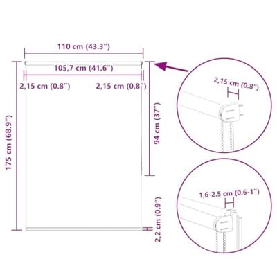 VidaXL Rolgordijn verduisterend 110x175 cm stofbreedte 105,7 cm