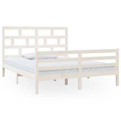 Bedframe massief grenenhout wit 160x200 cm
