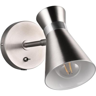 LED Wandlamp Rond Metaal - E27 Fitting - 1-lichts - Mat Nikkel