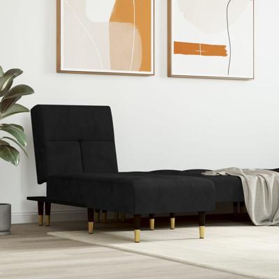 Chaise longue fluweel zwart