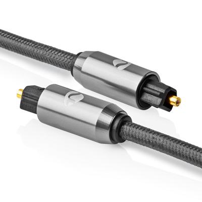 Digitale Audiokabel | TosLink Male - TosLink Male | Gun Metal Grey | Gevlochten Kabel
