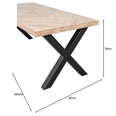 WOOOD Eettafel 'Tablo' Mangohout Visgraat, met X-poot, 200 x 90cm WOOOD Eettafel 'Tablo' Mangohout Visgraat, met X-poot, 200 x 90cm
