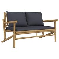 5-delige Loungeset met kussens bamboe donkergrijs - thumbnail
