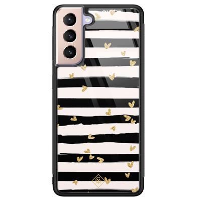 Samsung Galaxy S21 glazen hardcase - Hart streepjes