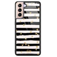Samsung Galaxy S21 glazen hardcase - Hart streepjes - thumbnail