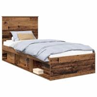 Bedframe met hoofdeinde Oudhout 90 x 190 cm Massief grenenhout - thumbnail