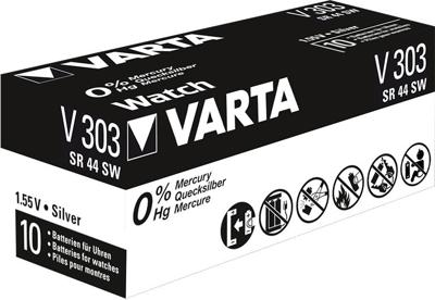 Varta Knoopcel 303 1.55 V 1 stuk(s) 160 mAh Zilveroxide SILVER Coin V303/SR44 NaBli 1 Varta Knoopcel 303 1.55 V 1 stuk(s) 160 mAh Zilveroxide SILVER Coin V303/SR44 NaBli 1