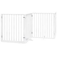 Hondenhek inklapbaar met deur 8 panelen 640 cm populierhout wit - thumbnail