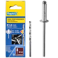 Rapid High performance blindklinknagels Ø4,8 x 16 mm, 50 stuks + boor - 5000390 - 5000390 - thumbnail