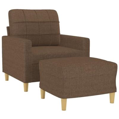 Fauteuil met voetenbank 60 cm stof bruin