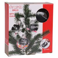 Transparante Kerstballen met Krijtlabels, 5st. - thumbnail