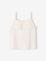 Meisjeshemdje met franjes in Engels borduurwerk ecru - thumbnail