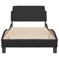 Bedframe met hoofdbord kunstleer zwart 90x190 cm - thumbnail