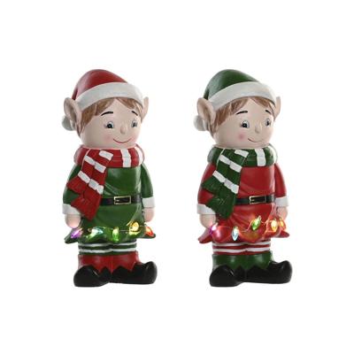 Kerstversiering Home ESPRIT Multicolour Elf 15 X 13 X 32 cm (2 Stuks)