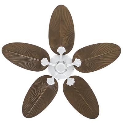 CasaFan CLASSIC OUTDOOR 132 WE-PR Flügel Kunststoff Palme/Rattan braun Plafondventilator 61 W (Ø x h) 132 cm x 375 mm Wit Met wintermodus