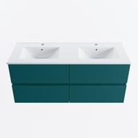 MONDIAZ VICA 120cm badmeubel onderkast Smag 4 lades. Wastafel DENIA dubbel 2 kraangaten, kleur Glanzend Wit. - thumbnail