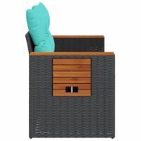 Tuinbank 2-zits met kussens poly rattan zwart - thumbnail