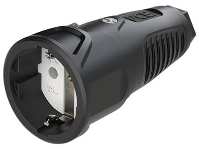 PC Electric 2510-ss Koppeling met randaarde Rubber 250 V Zwart IP20