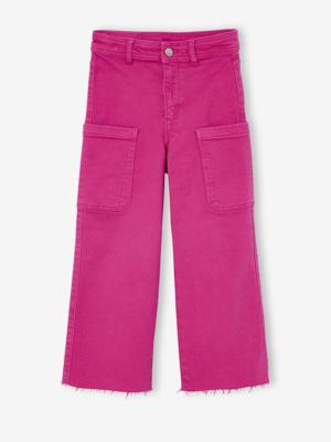 Wijde cargobroek voor meisjes fuchsia