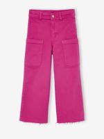Wijde cargobroek voor meisjes fuchsia - thumbnail