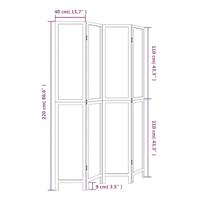Kamerscherm met 4 panelen massief paulowniahout wit - thumbnail