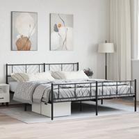 Bedframe met voetbord zonder matras metaal zwart 180x200 cm - thumbnail