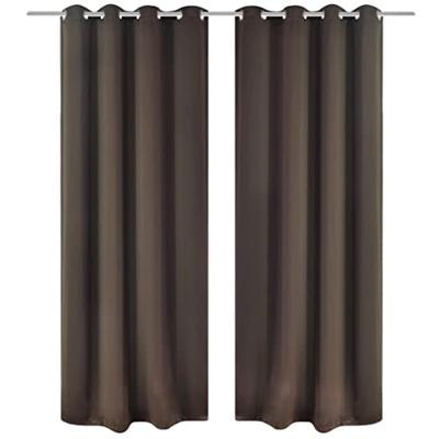 VidaXL Gordijnen met metalen ringen verduisterend 135x175 bruin 2 st