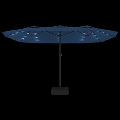 VidaXL Parasol dubbel dak met led 449x245 cm azuurblauw