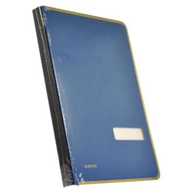 Class'ex handtekenmap, linnen omslag, met metalen beschermrand, blauw