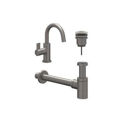IVY Fonteinset - opbouw - draaibare uitloop - always open plug - Geborsteld metal black PVD 6901446 IVY Fonteinset - opbouw - draaibare uitloop - always open plug - Geborsteld metal black PVD 6901446