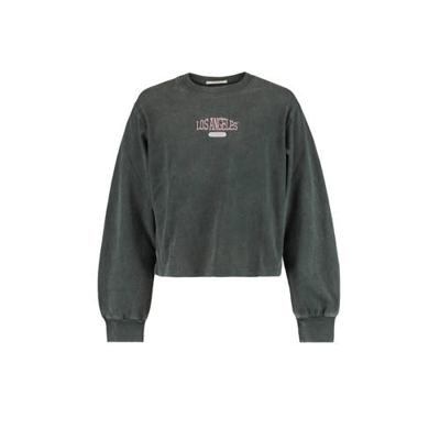 America Today Junior longsleeve met printopdruk verwassen zwart America Today Junior longsleeve met printopdruk verwassen zwart