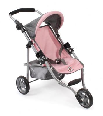 Poppenwagen Jogger Lola - Melange Grijs Roze Poppenwagen Jogger Lola - Melange Grijs Roze