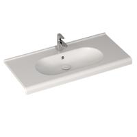 Wastafel Sanicare Q9 Inclusief Kraangat en Overloop 100x47cm Keramisch Wit (exclusief meubel) - thumbnail