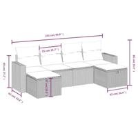 6-delige Loungeset met kussens poly rattan beige - thumbnail