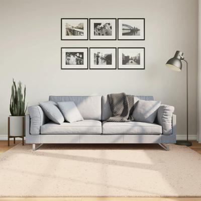 Vloerkleed HUARTE laagpolig zacht wasbaar 200x200 cm beige