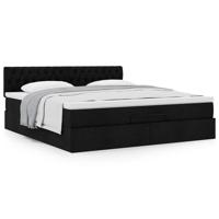 Ottoman bed met matras 180x200cm stof zwart - thumbnail