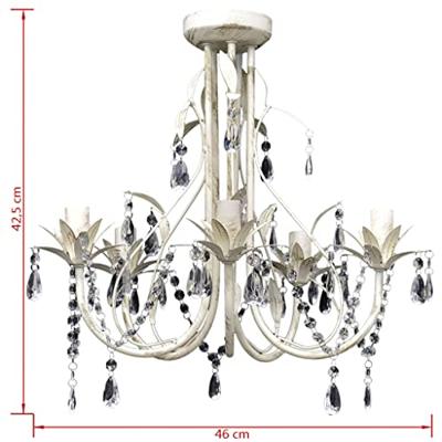 Kristallen kroonluchter met wit elegant design (5 lampen) Kristallen kroonluchter met wit elegant design (5 lampen)
