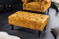 Design voetenbank CHESTERFIELD 80cm mosterdgeel fluweel knoopstiksel klinknagelrand - 41445 - thumbnail