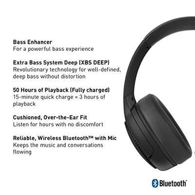 Panasonic RB-M300BE-K Bluetooth over-ear hoofdtelefoon (spraakbediening, XBS - extra bas, 1,2 m kabel, tot 50 uur batterijduur) zwart